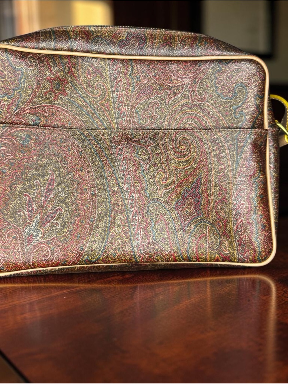Etro Wine/Burgundy Lined Handbag Interior with Leather Logo